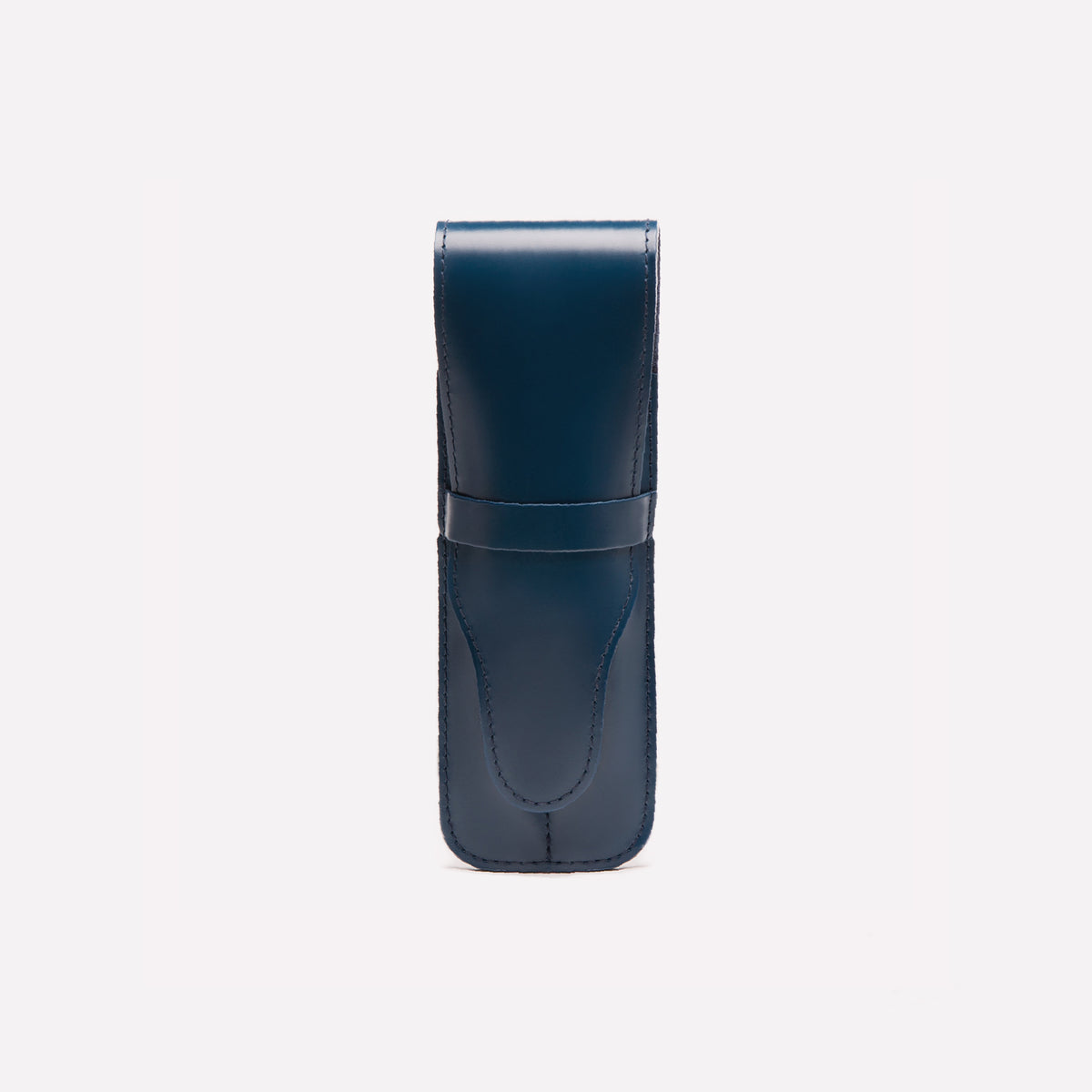 Bridle Hide Double Pen Case - Petrol Blue