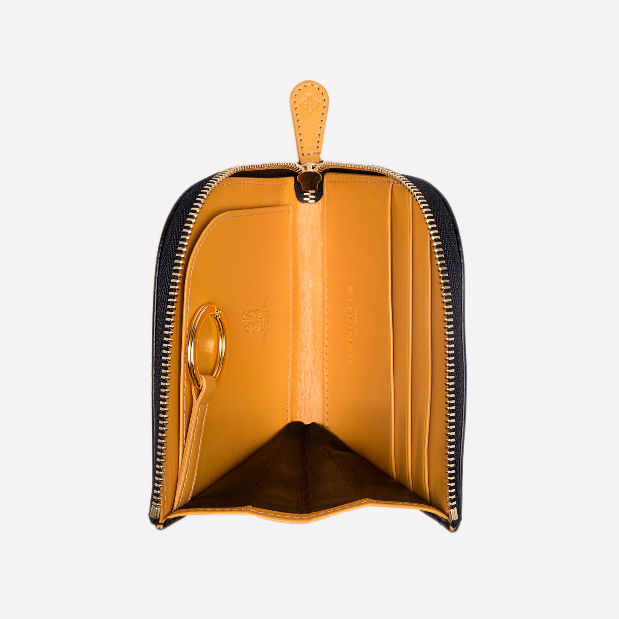 Handmade Leather Bridle Hide Zipped Curved Wallet with Key Strap
