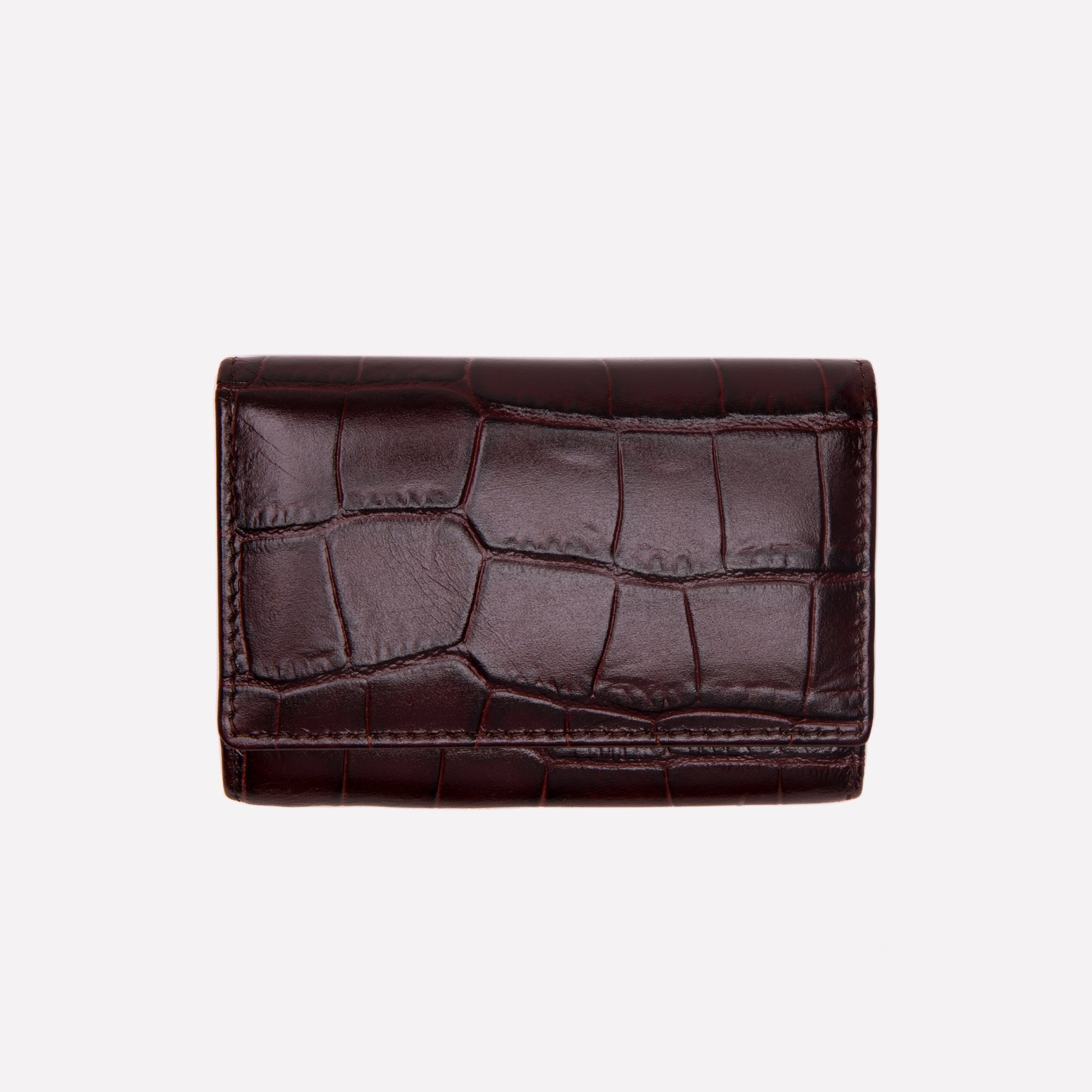 Handmade Leather Croco Coin Purse with Card Pocket