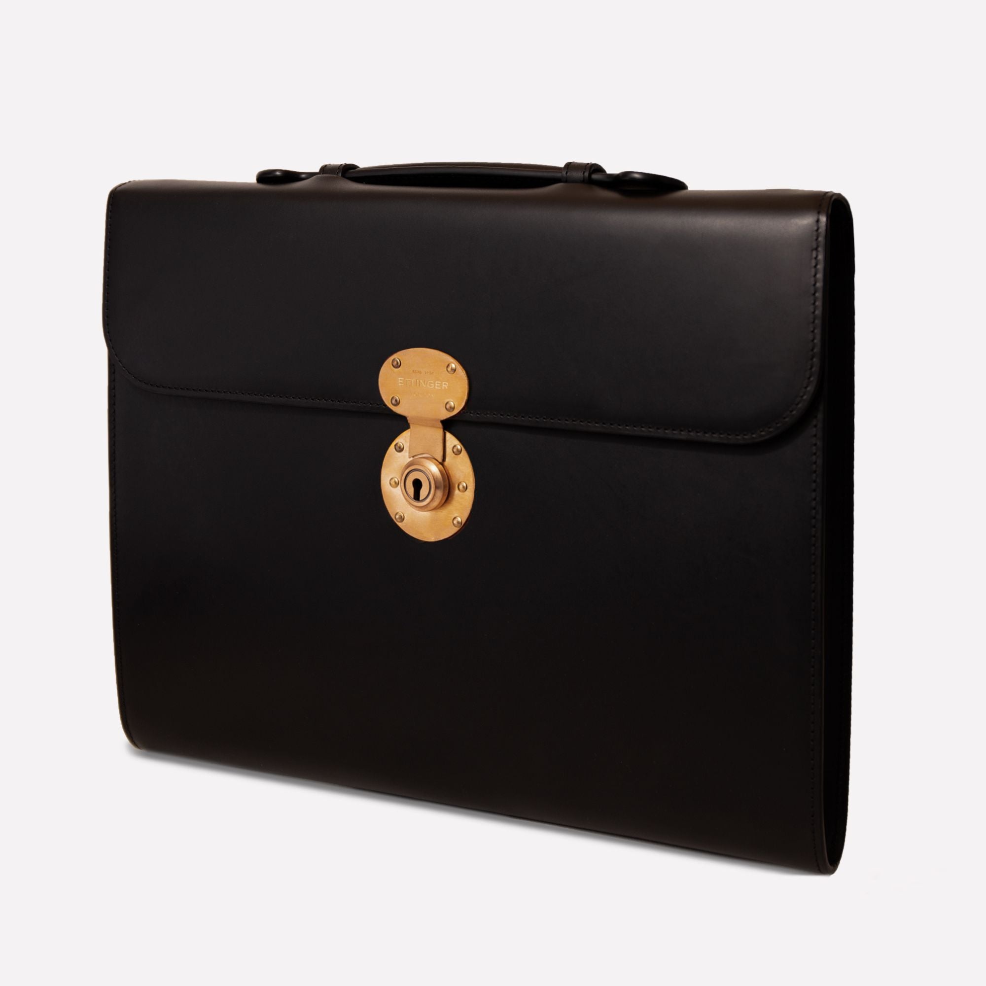 ETTINGER BRIEFCASE ブラック Handmade Leather Burlington Briefcase
