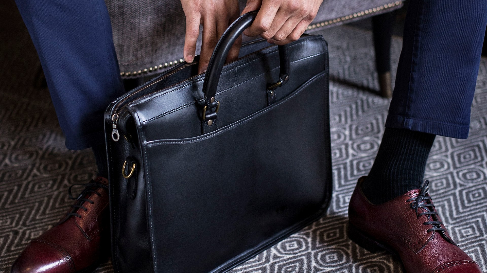 ETTINGER BRIEFCASE ブラック Luxury Handmade Leather Men's Briefcases | Ettinger