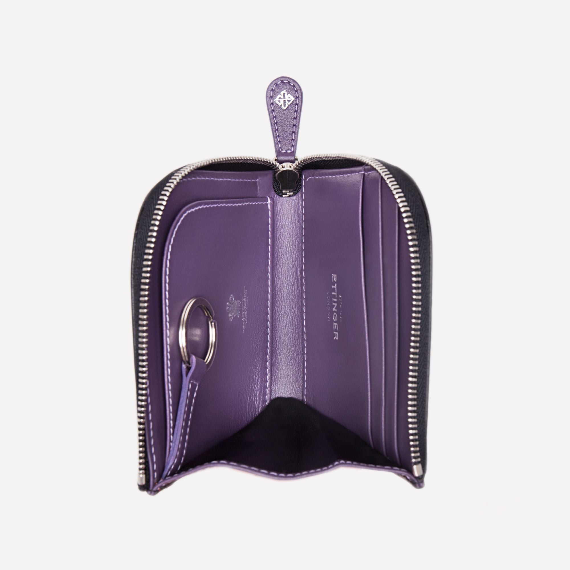 Handmade Leather Sterling Zipped Curved Wallet With Key Strap