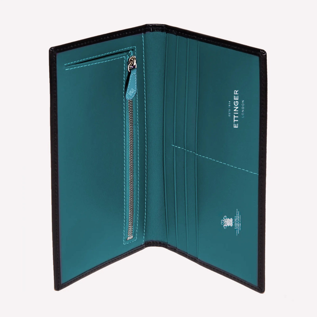 小物 ETTINGER LONG WALLET WITH ZIPPED POCKET Handmade Leather Stelring Long Wallet With Zipped Pocket